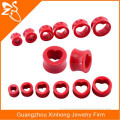 Wholesale Red Heart Shaped Acrylic Ear Plug Gauge Tunnel, 8mm-20mm Double Flare Earrings Piercing Body Jewelry